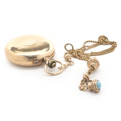 18 Karat Yellow Gold Jump Hour Hunting Case Pocket Watch w/ 10 Karat Yellow Gold