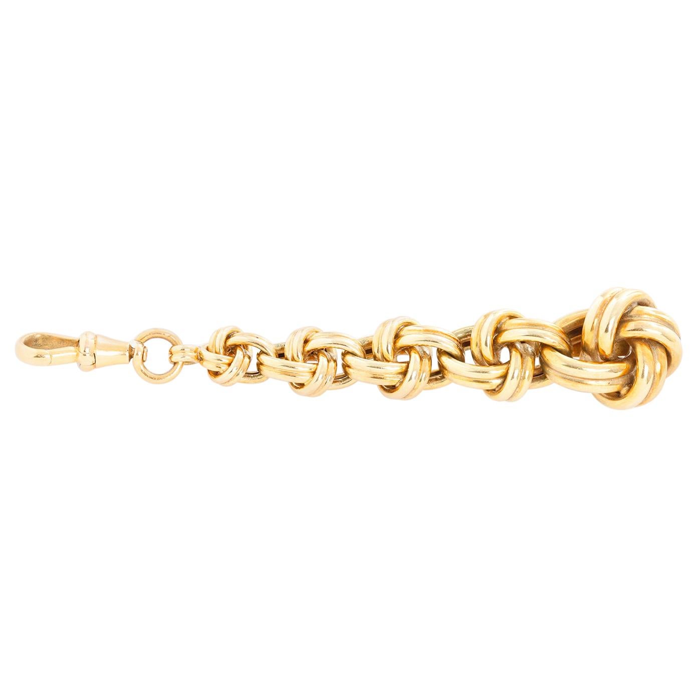 18 Karat Yellow Gold Knot Lapel Pin For Sale