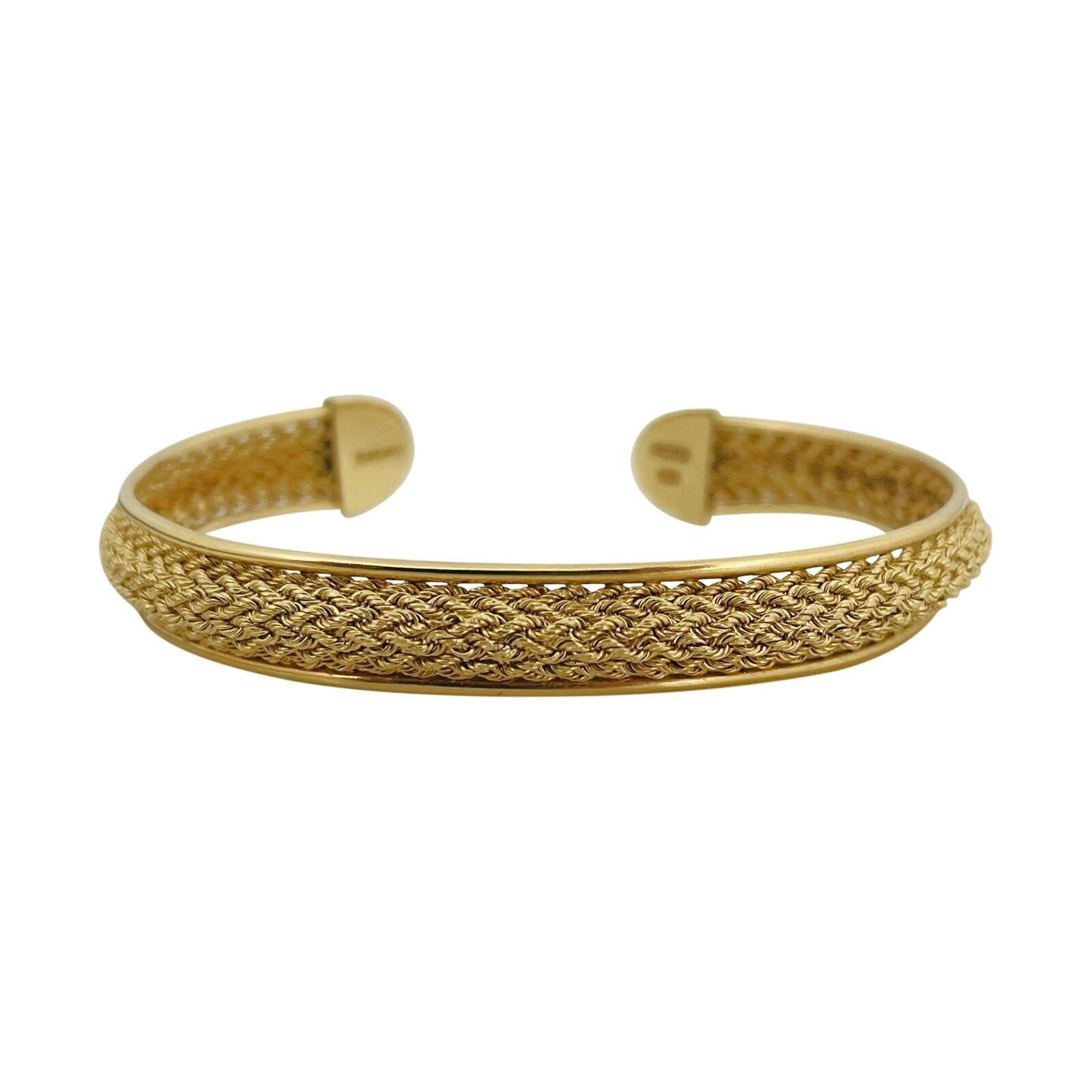 18k Yellow Gold 13.3g Ladies Aurafin Braided Rope Flex Cuff Bracelet 7.5