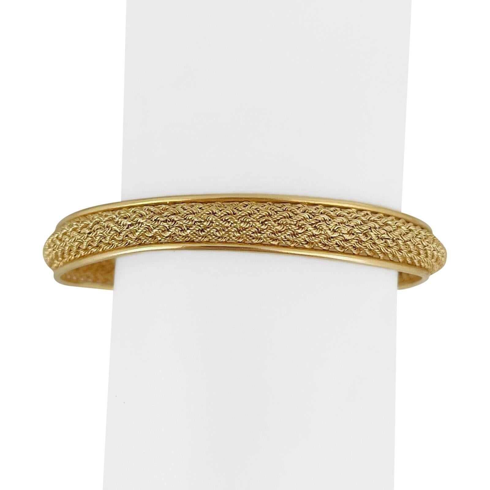 18 Karat Yellow Gold Ladies Aurafin Braided Rope Flex Cuff Bracelet 1