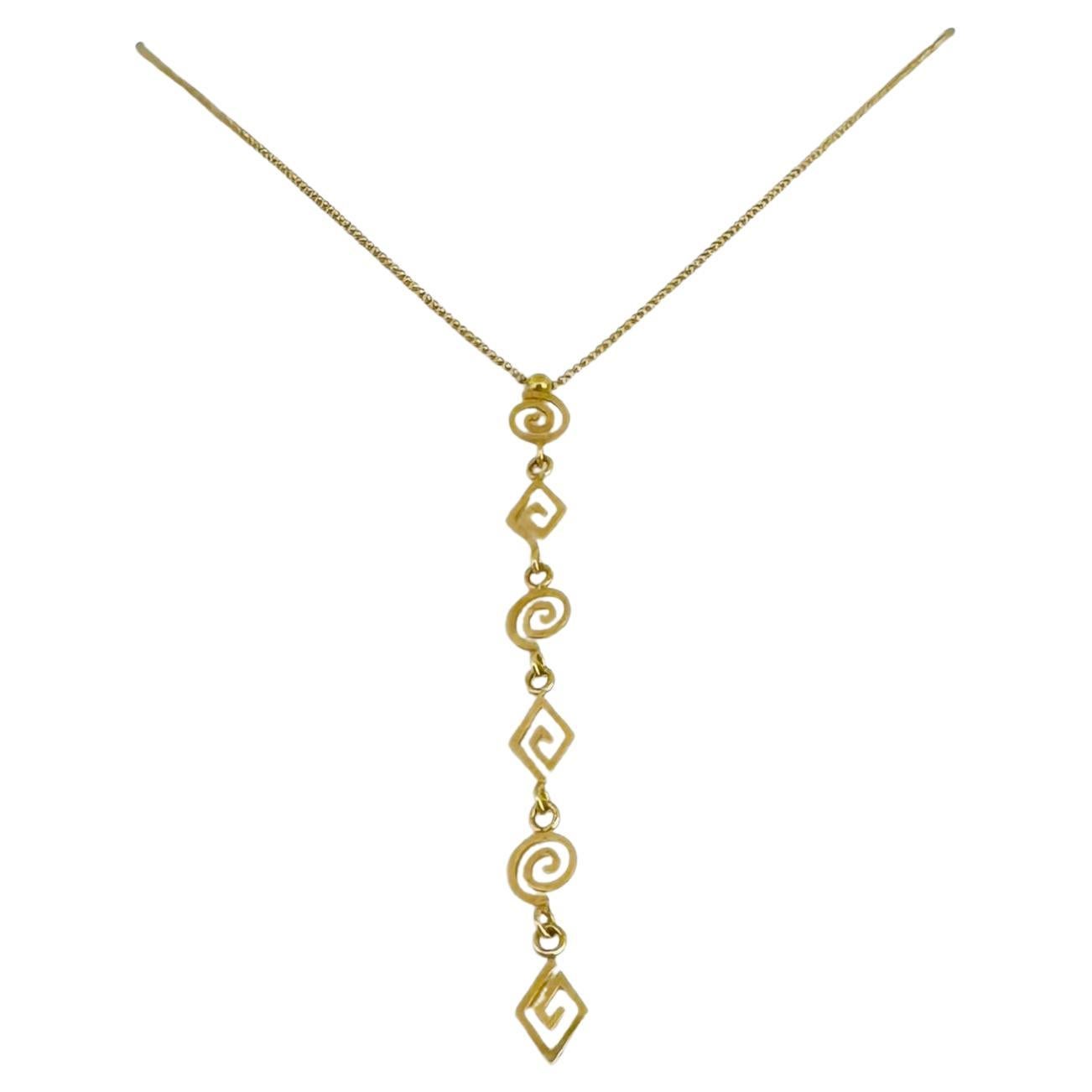 18 Karat Yellow Gold Ladies Ball Bead Link Pendant Drop Necklace Italy