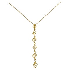 18 Karat Gelbgold Damen Ball Perlen Gliederanhänger Anhänger Tropfen-Halskette Italien