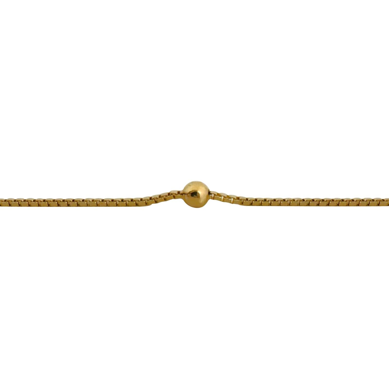 Women's 18 Karat Yellow Gold Ladies Box Link Ball Bead Station Necklace Italy 