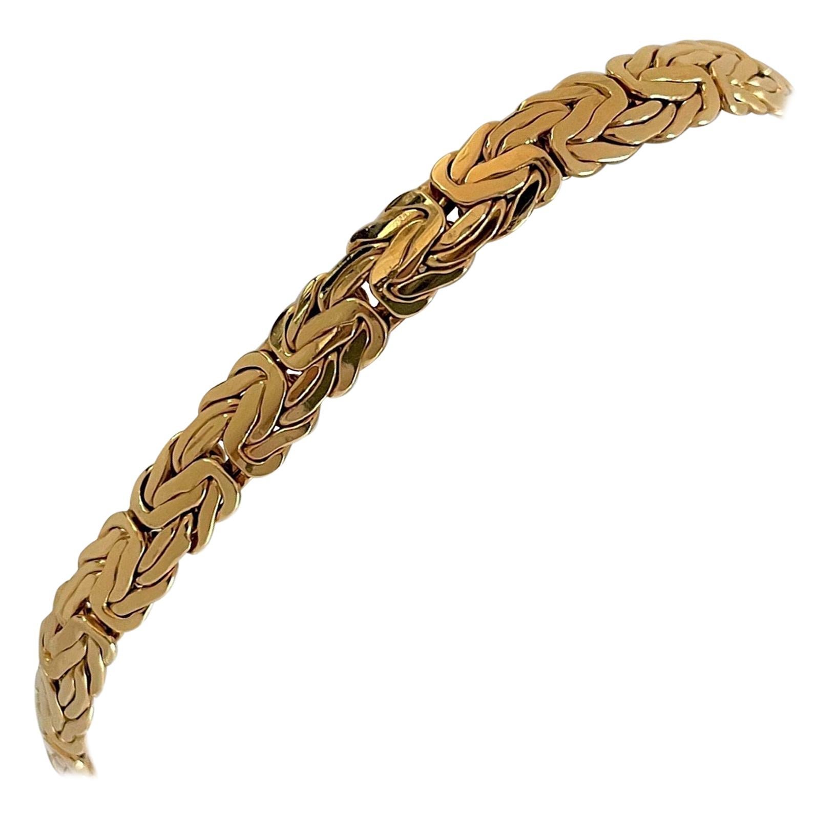 18 Karat Yellow Gold Ladies Byzantine Link Bracelet