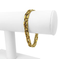 18 Karat Yellow Gold Ladies Fancy Bar Link Chain Bracelet