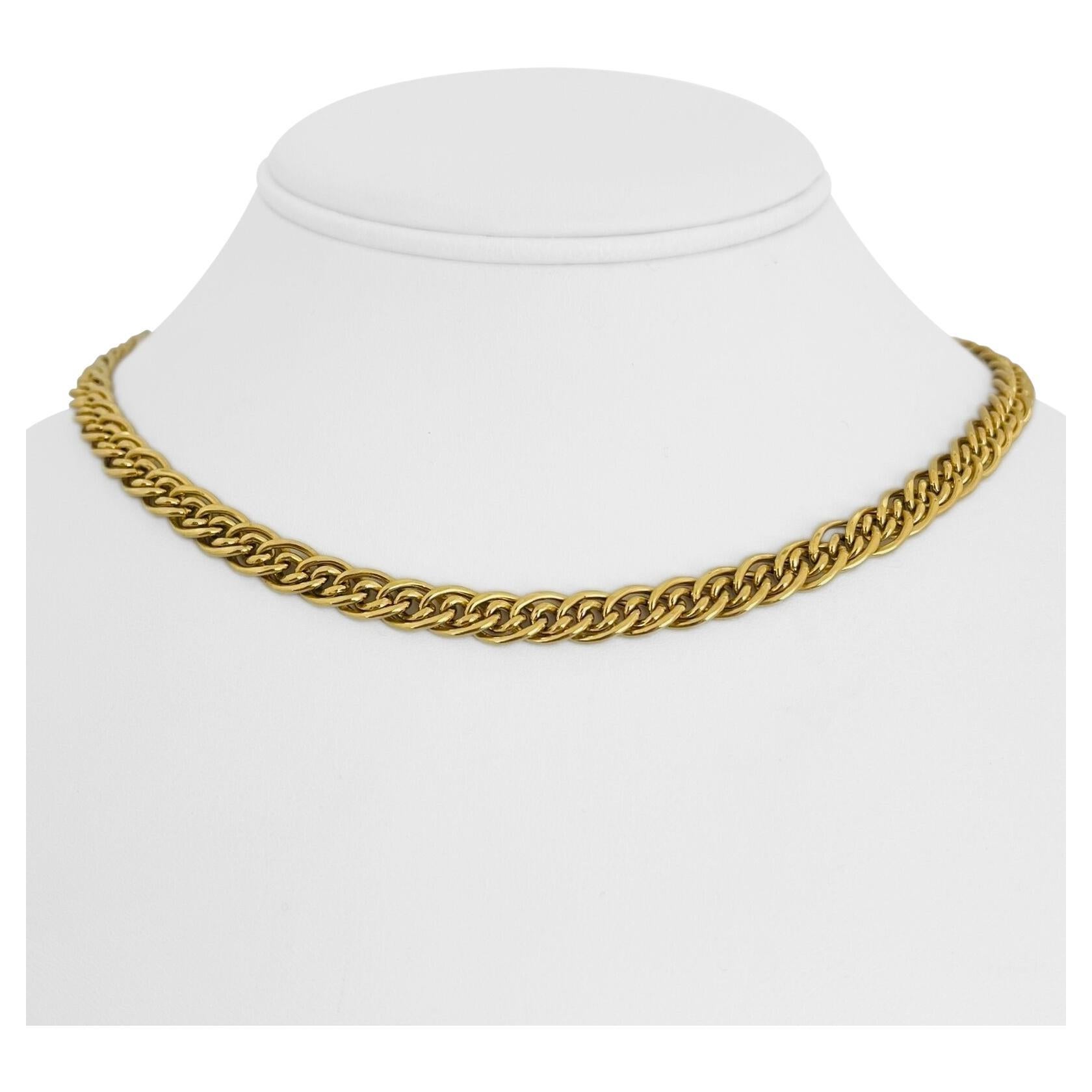 18 Karat Yellow Gold Italian Graduated Curb Link Chain Necklace at
