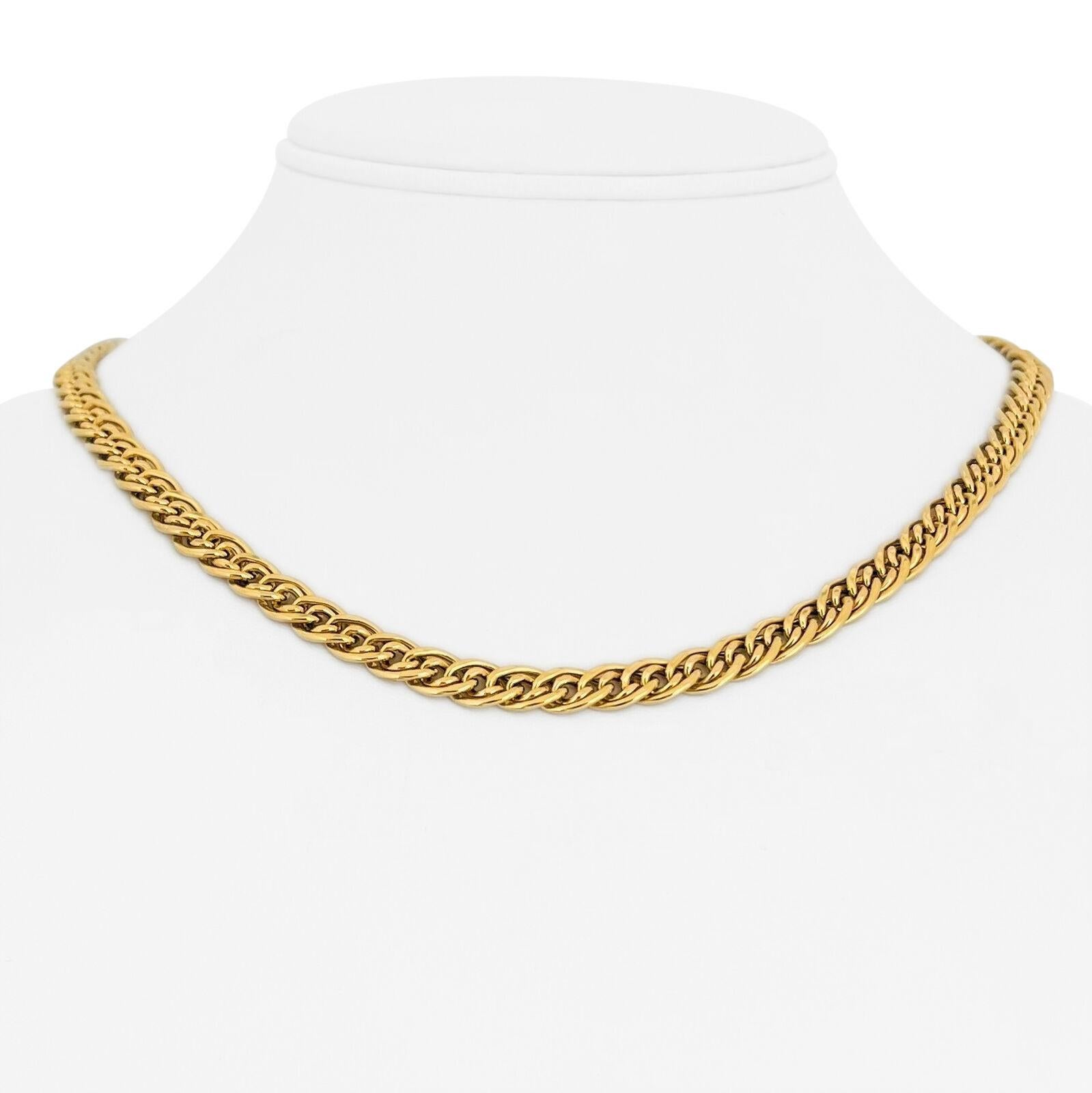 18 Karat Yellow Gold Ladies Fancy Curb Link Chain Necklace Italy 4