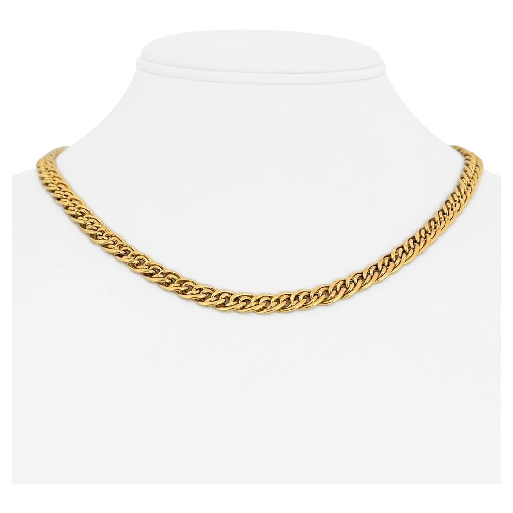 18 Karat Yellow Gold Ladies Fancy Curb Link Chain Necklace Italy