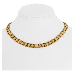 18 Karat Yellow Gold Ladies Fancy Double Curb Link Necklace, Italy