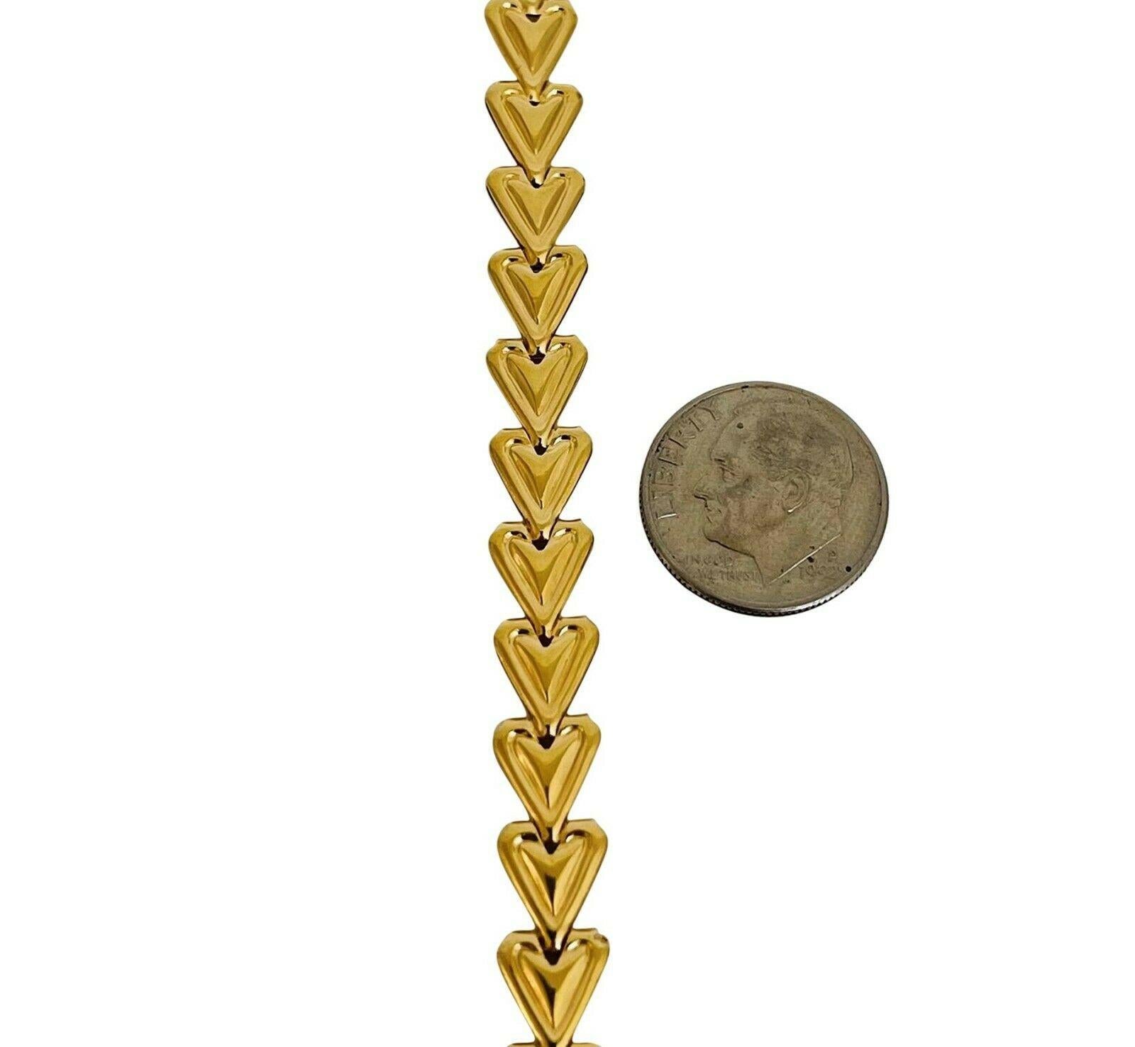 Women's 18 Karat Yellow Gold Ladies Fancy Heart Link Necklace Italy