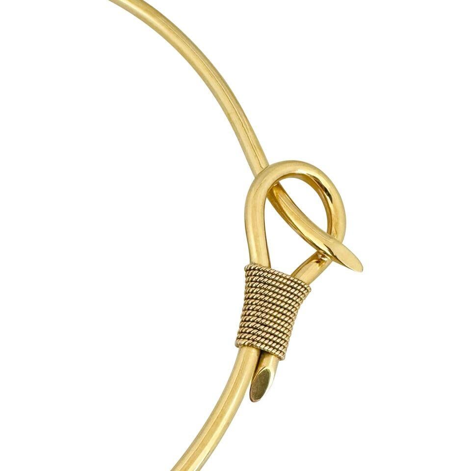 Women's 18 Karat Yellow Gold Ladies Fancy Knot Tube Collar Necklace For Sale