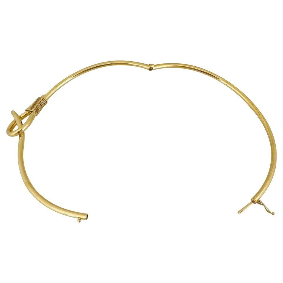 18 Karat Yellow Gold Ladies Fancy Knot Tube Collar Necklace 1