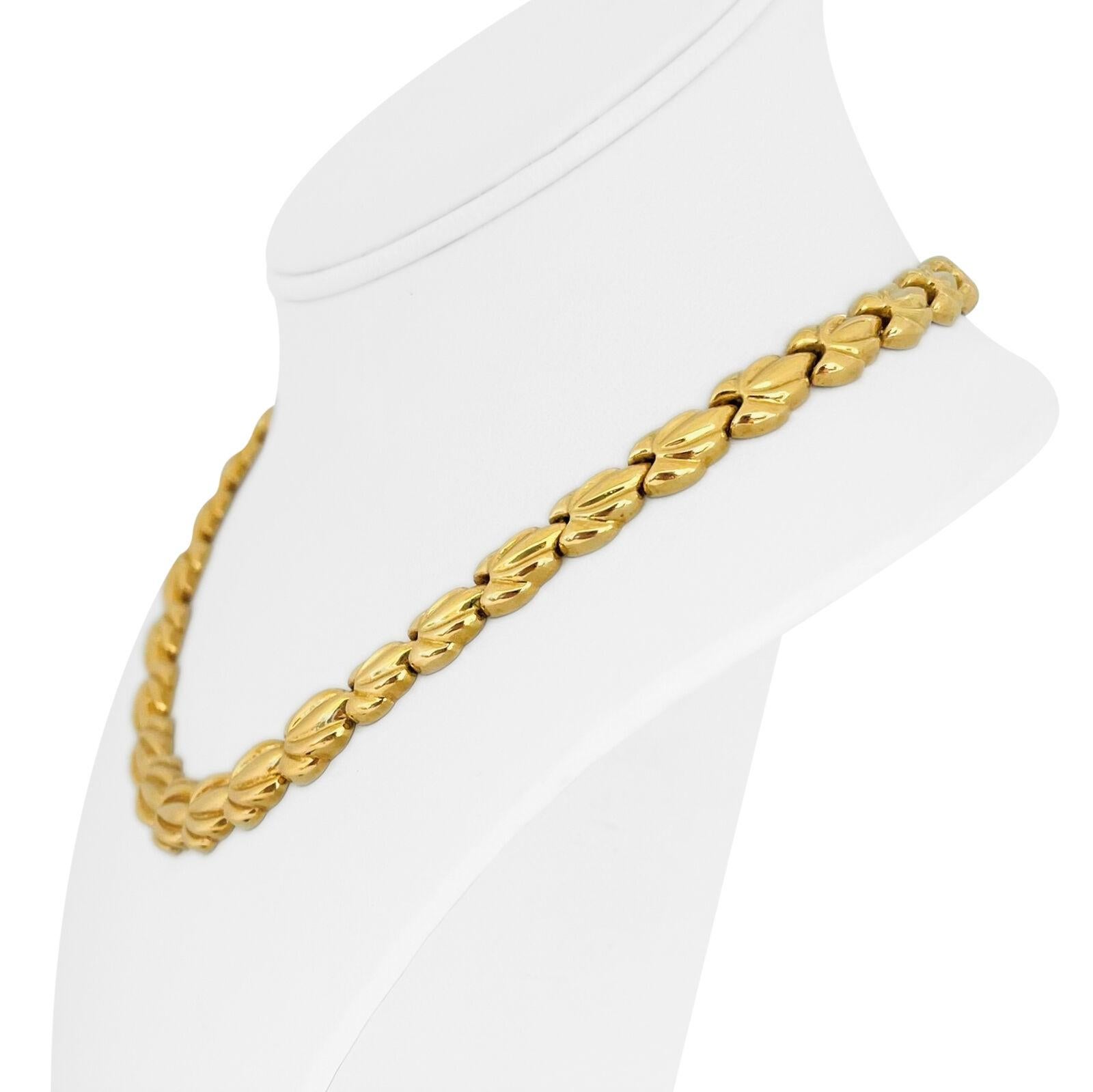 18k Yellow Gold 44.5g Ladies Graduated Fancy Link Necklace Italy 18