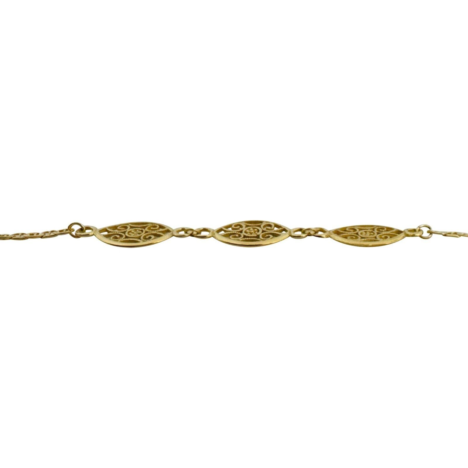 18 Karat Gelbgold Damen lange filigrane Gliederhalskette Italien 1