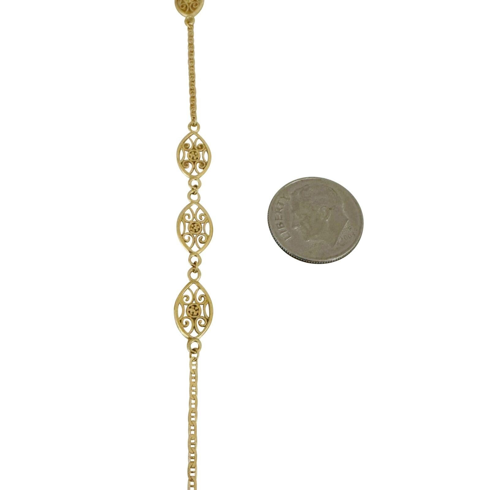 18 Karat Gelbgold Damen lange filigrane Gliederhalskette Italien 2