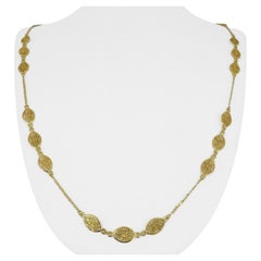 18 Karat Gelbgold Damen lange filigrane Gliederhalskette Italien