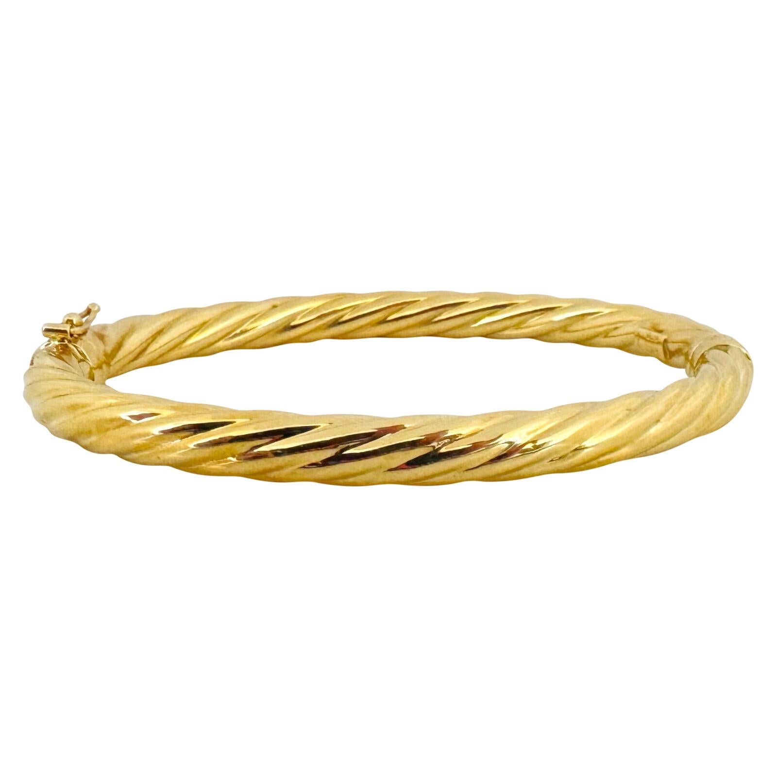 18 Karat Gelbgold Damen Matrosen-Armreif mit gedrehtem Spiral, Italien im Zustand „Gut“ in Guilford, CT