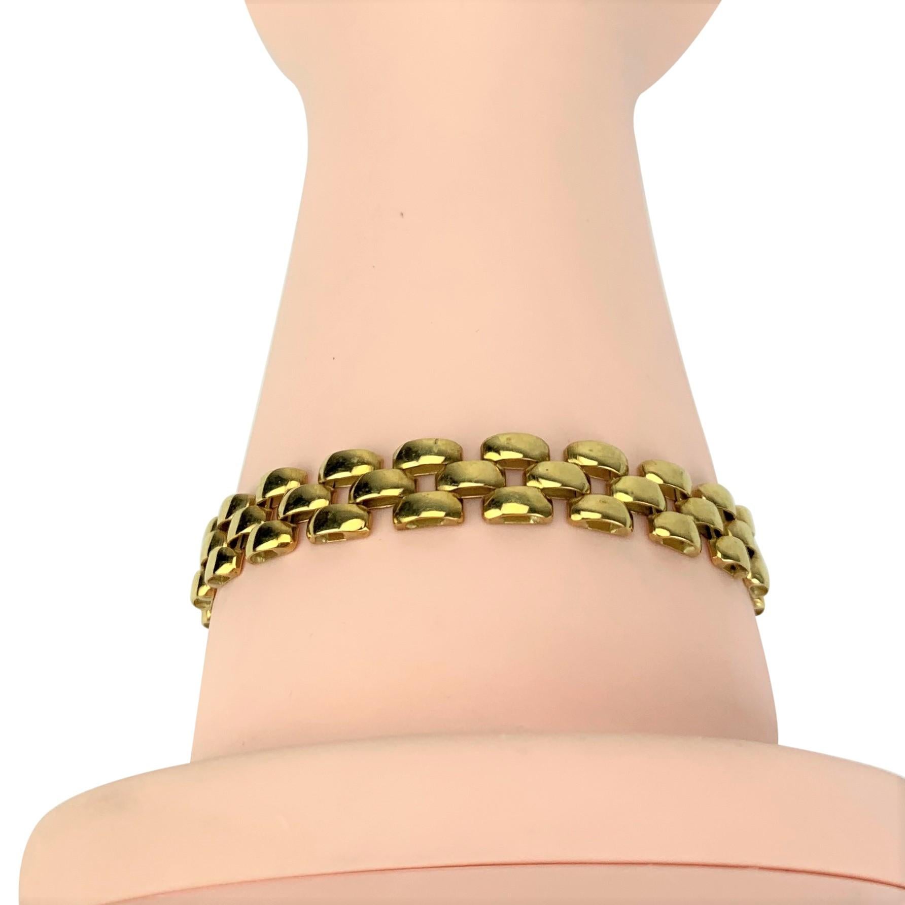 Women's 18 Karat Yellow Gold Ladies Panther Link Chain Bracelet