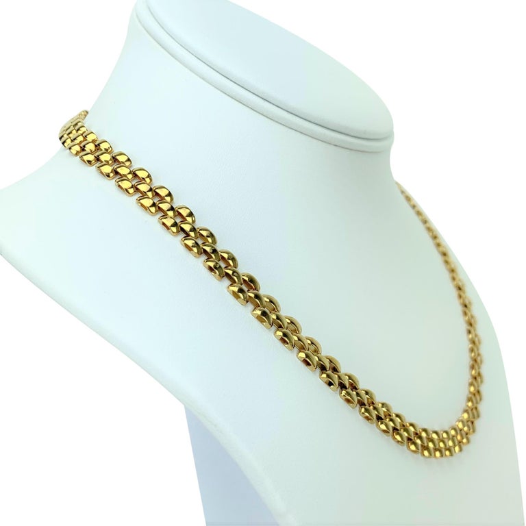 18 Karat Yellow Gold Ladies Panther Link Chain Necklace For Sale at 1stDibs