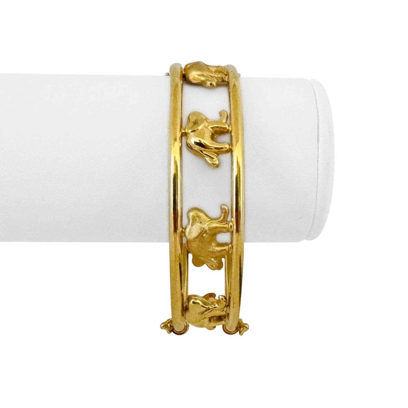 18k Gelbgold 21g Damen poliert 16mm Elefant Armreif Armband 7