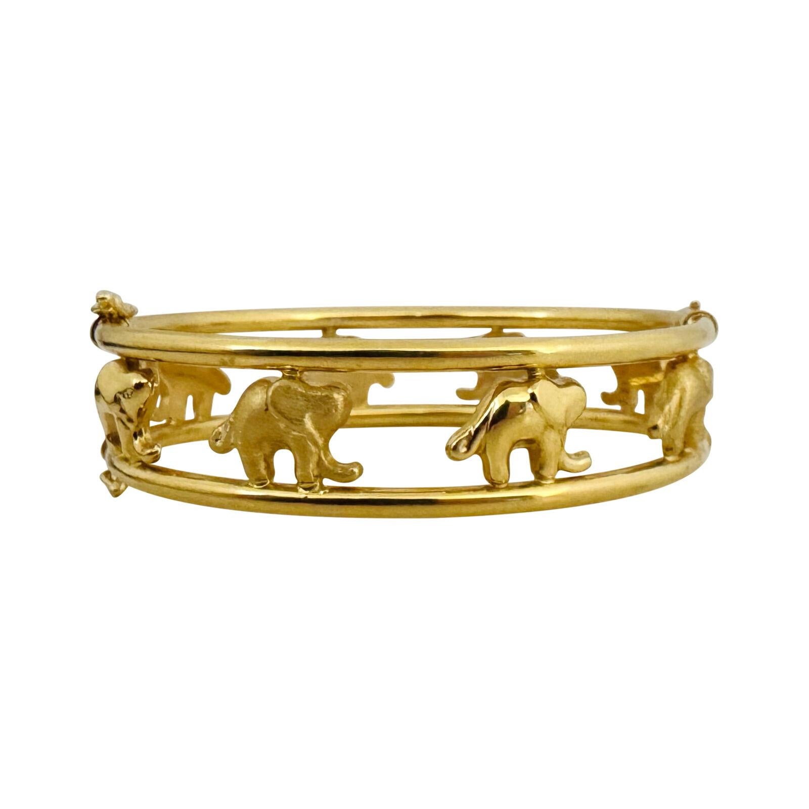 18 Karat Gelbgold Damen polierter Elefanten-Armreif im Zustand „Gut“ in Guilford, CT