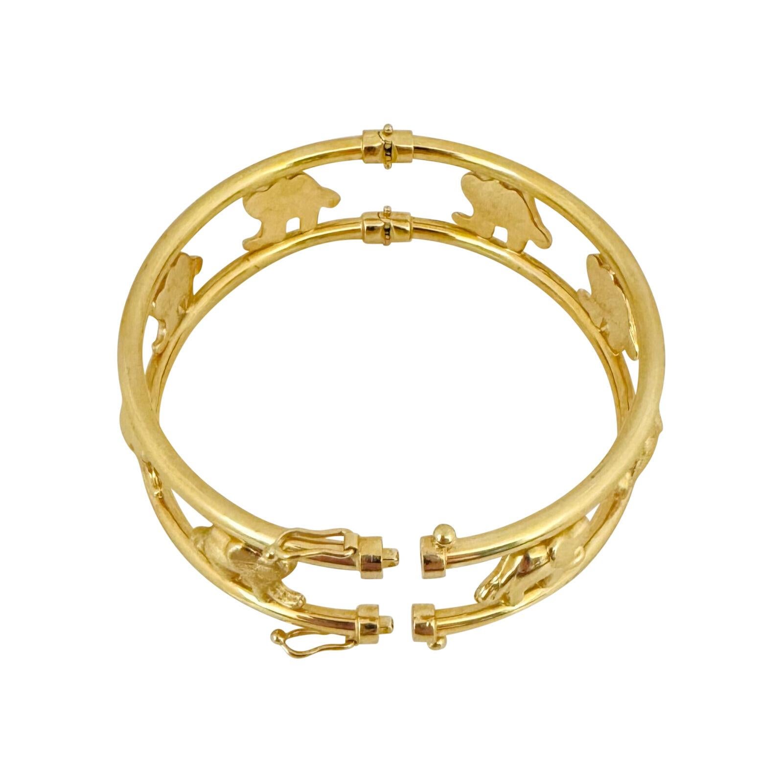 18 Karat Gelbgold Damen polierter Elefanten-Armreif 1