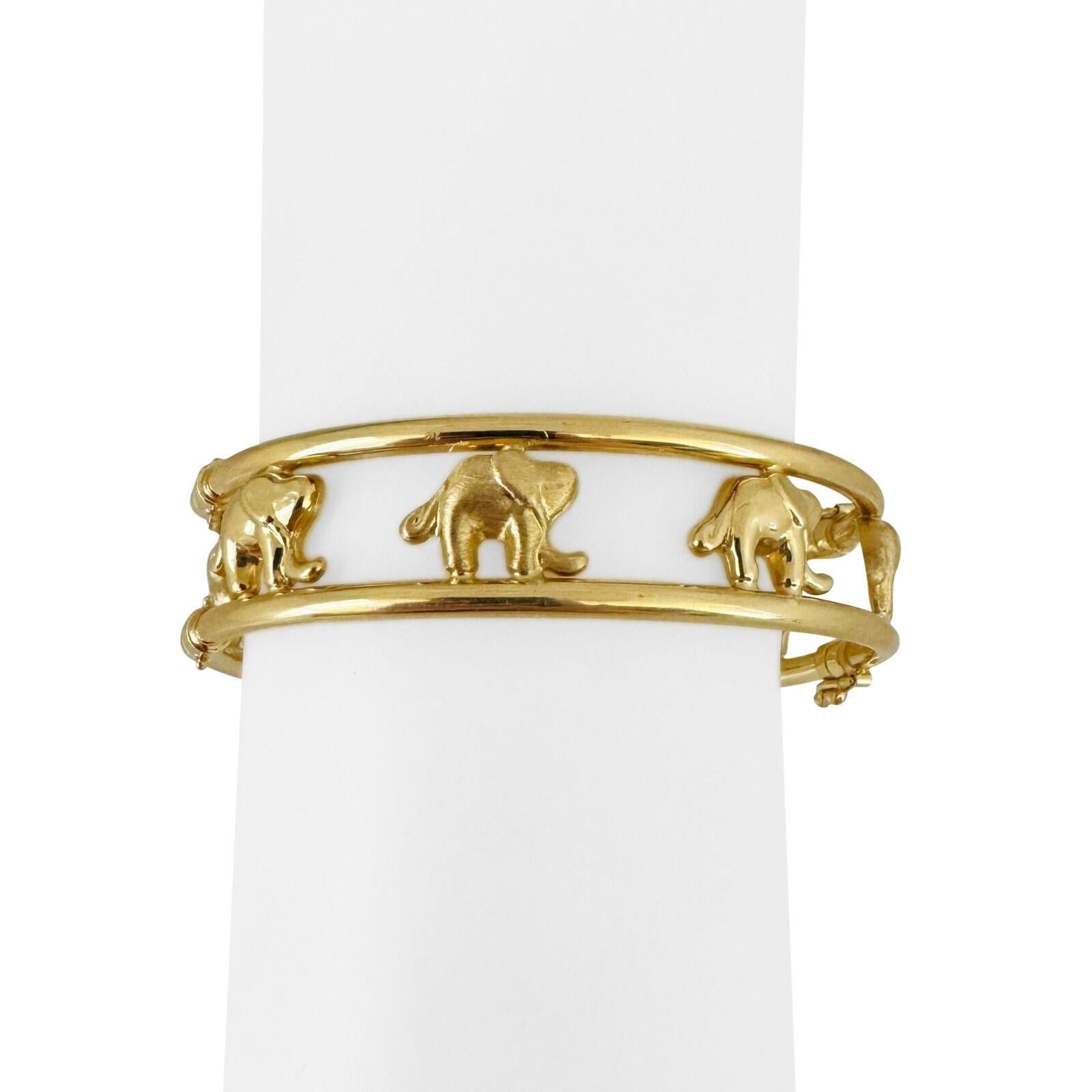 18 Karat Gelbgold Damen polierter Elefanten-Armreif 3