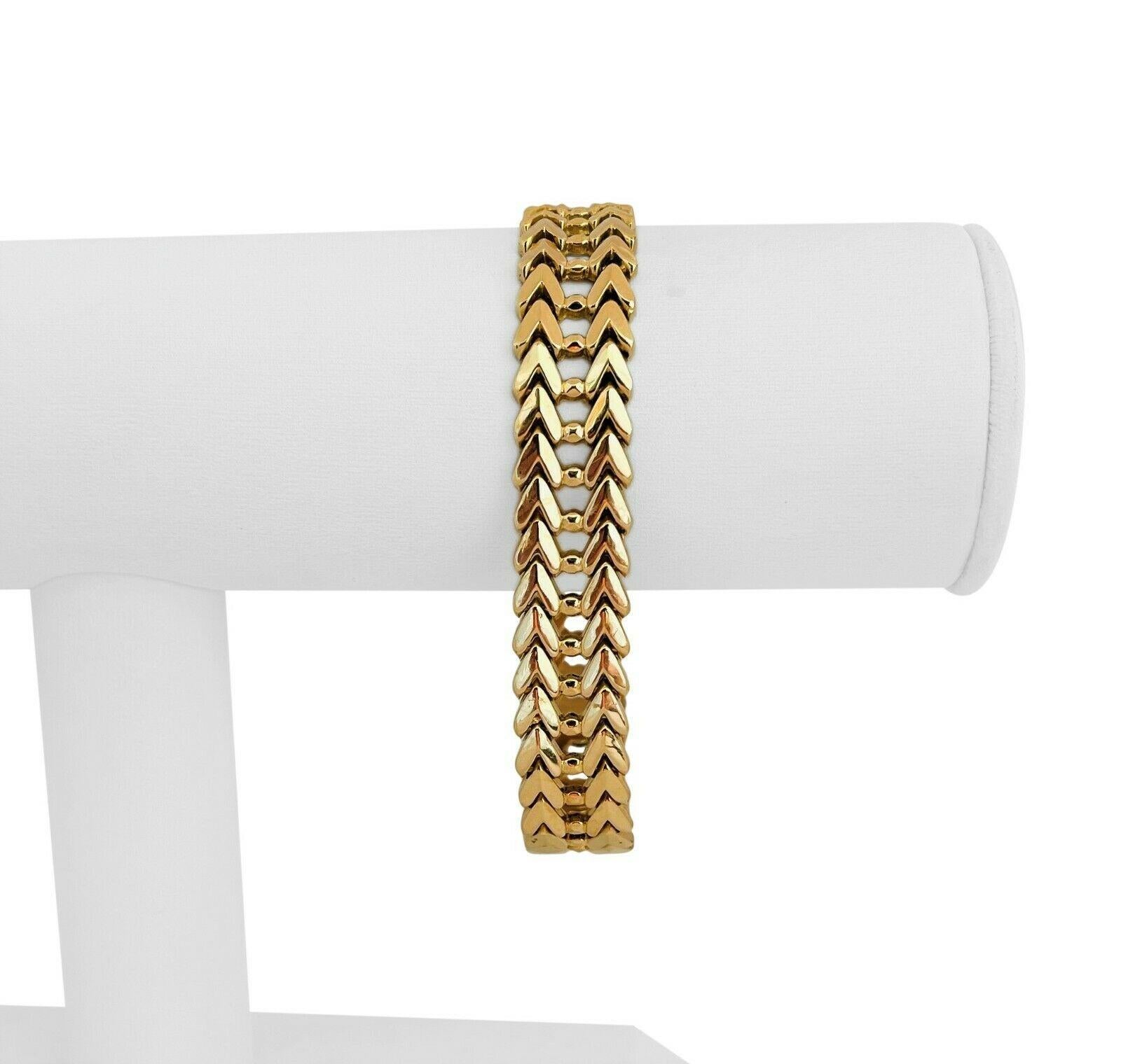 18k Yellow Gold 18.4g Ladies Polished 12mm Fancy V Link Bracelet Italy 7.25