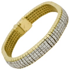 18 Karat Gelbgold Diamant-Tennisarmband im Prinzessinnenschliff 20 Gesamtkarat