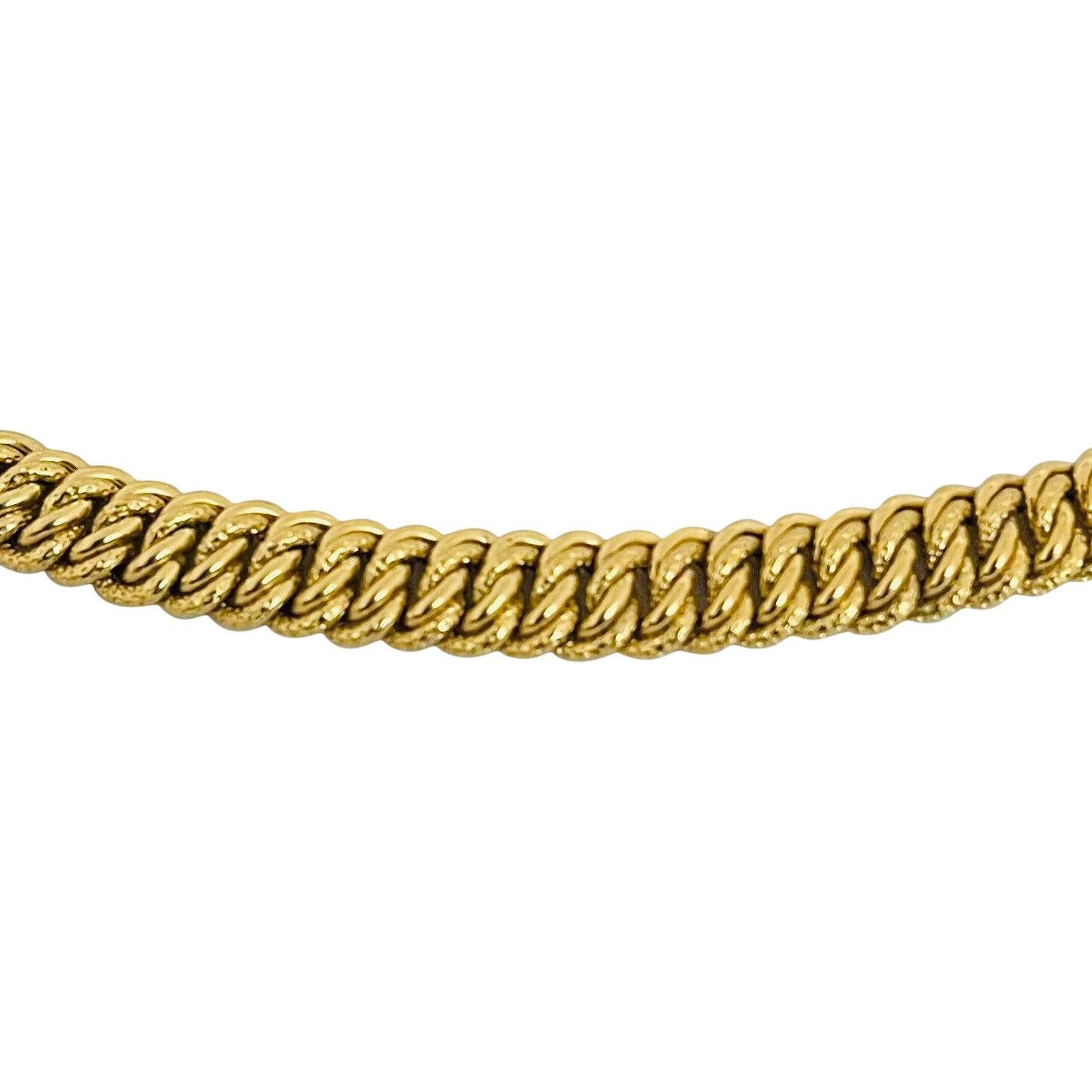 18 Karat Yellow Gold Ladies Textured Twisted Curb Link Necklace Italy In Good Condition In Guilford, CT