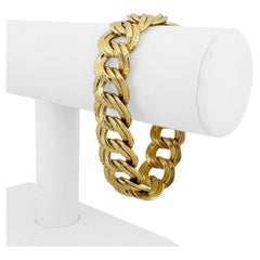 Oro amarillo de 18 quilates Pulsera gruesa de eslabones dobles para mujer Italia