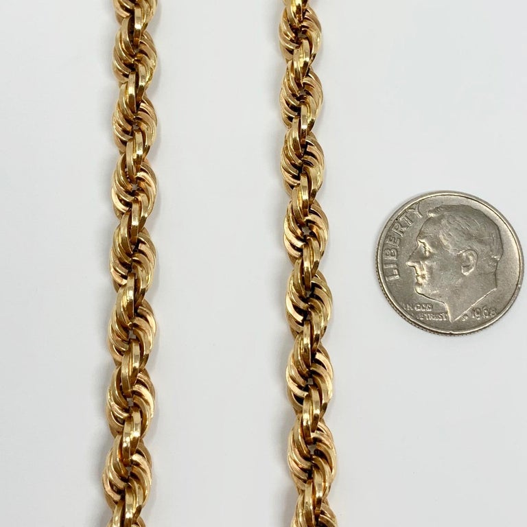 18 Karat Yellow Gold Ladies Thick Rope Chain Necklace For Sale at 1stDibs