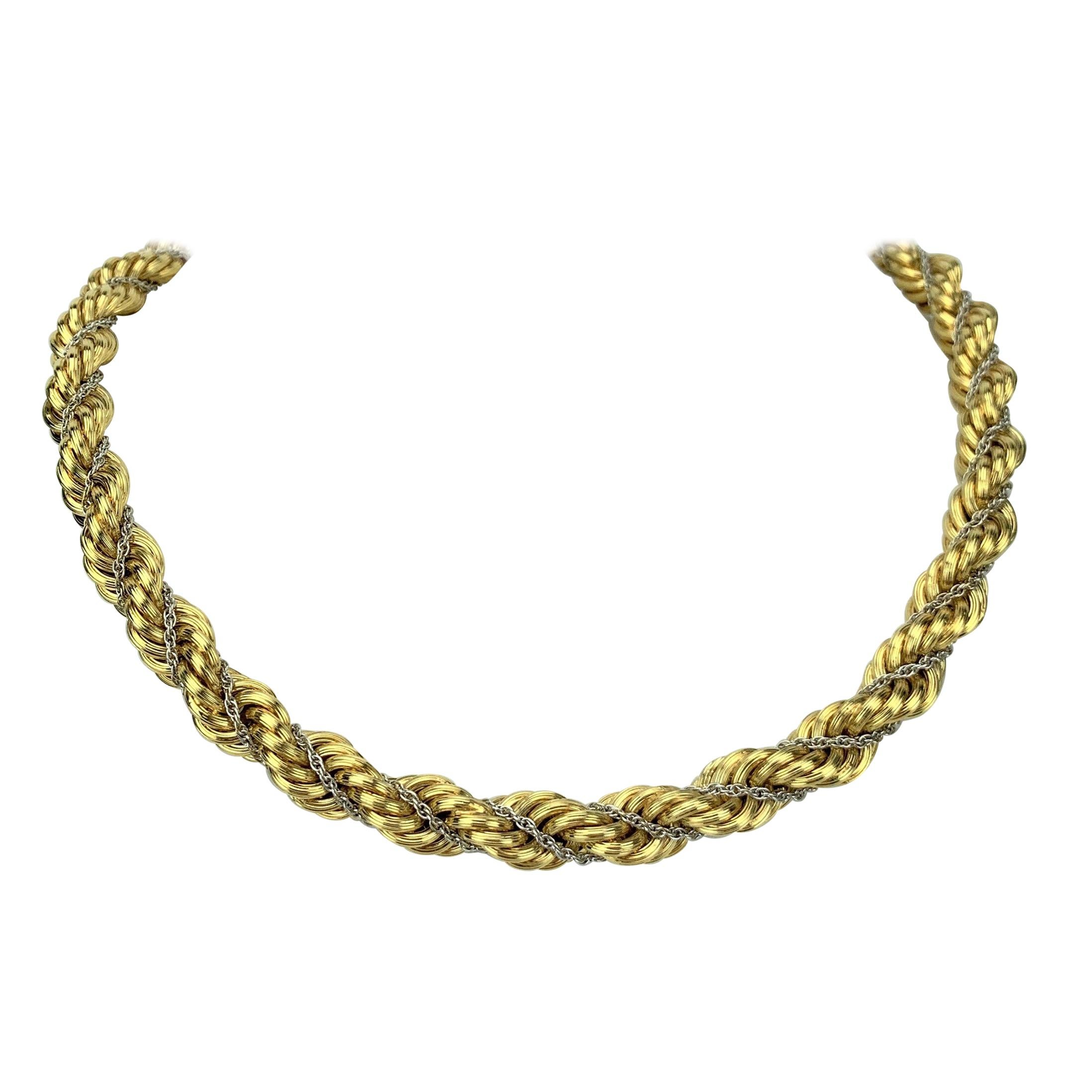 18 Karat Yellow Gold Ladies Thick Rope Chain Necklace
