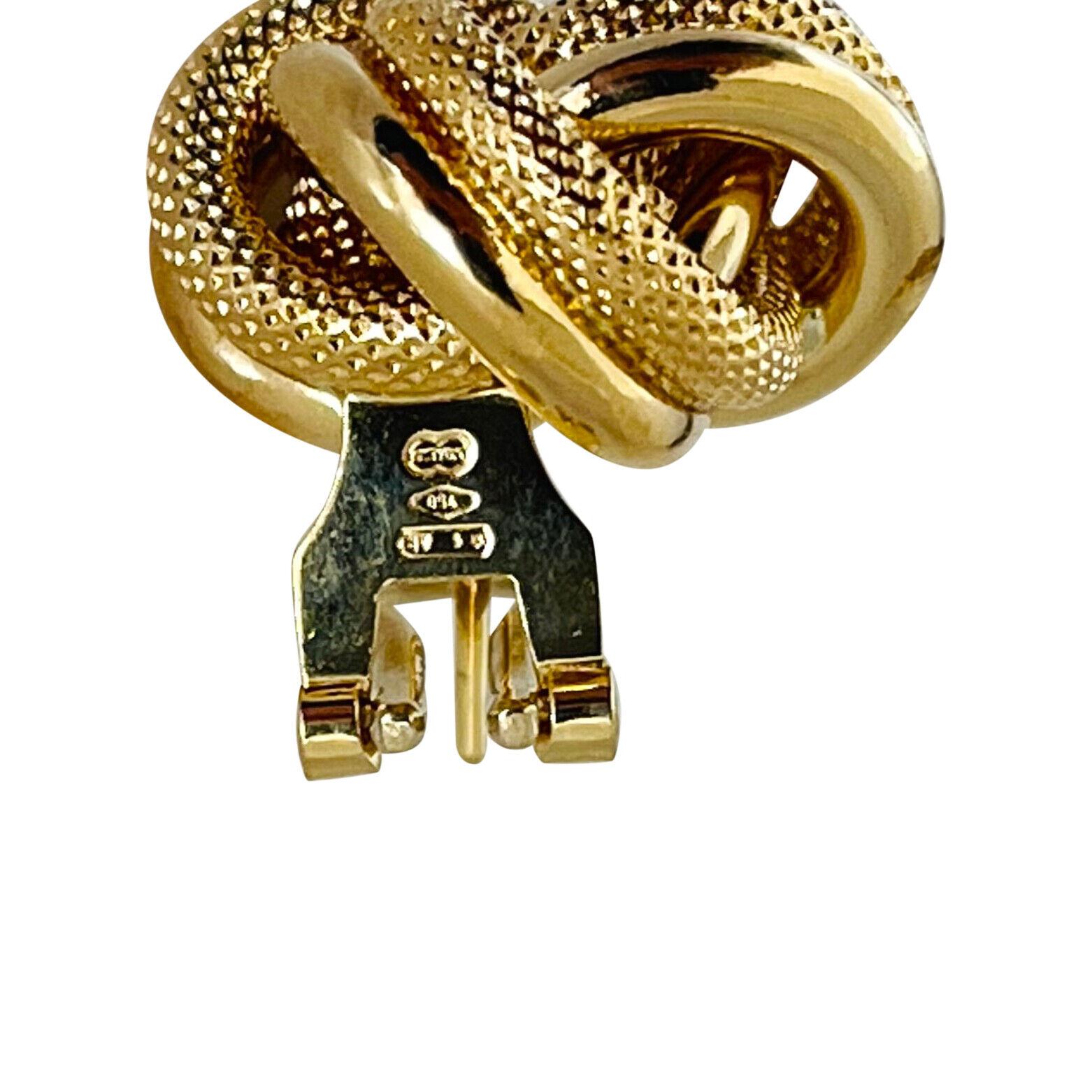 18 Karat Yellow Gold Ladies UnoAErre Textured Fancy Knot Earrings, Italy 3