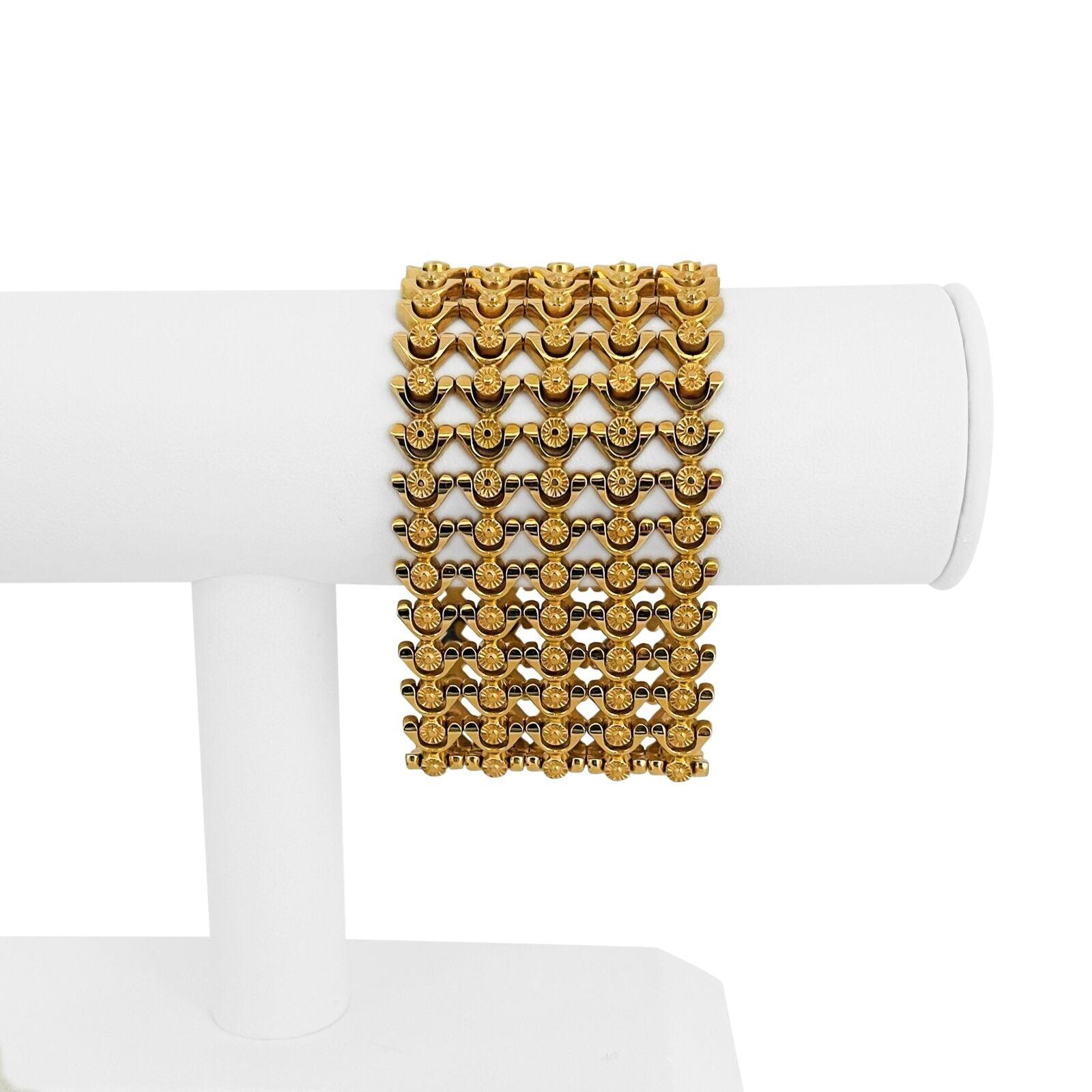 18k Yellow Gold 59.7g Ladies Very Wide 40mm Fancy Link Bracelet Italy 7