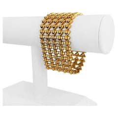18 Karat Yellow Gold Ladies Very Wide Fancy Link Bracelet Italy 