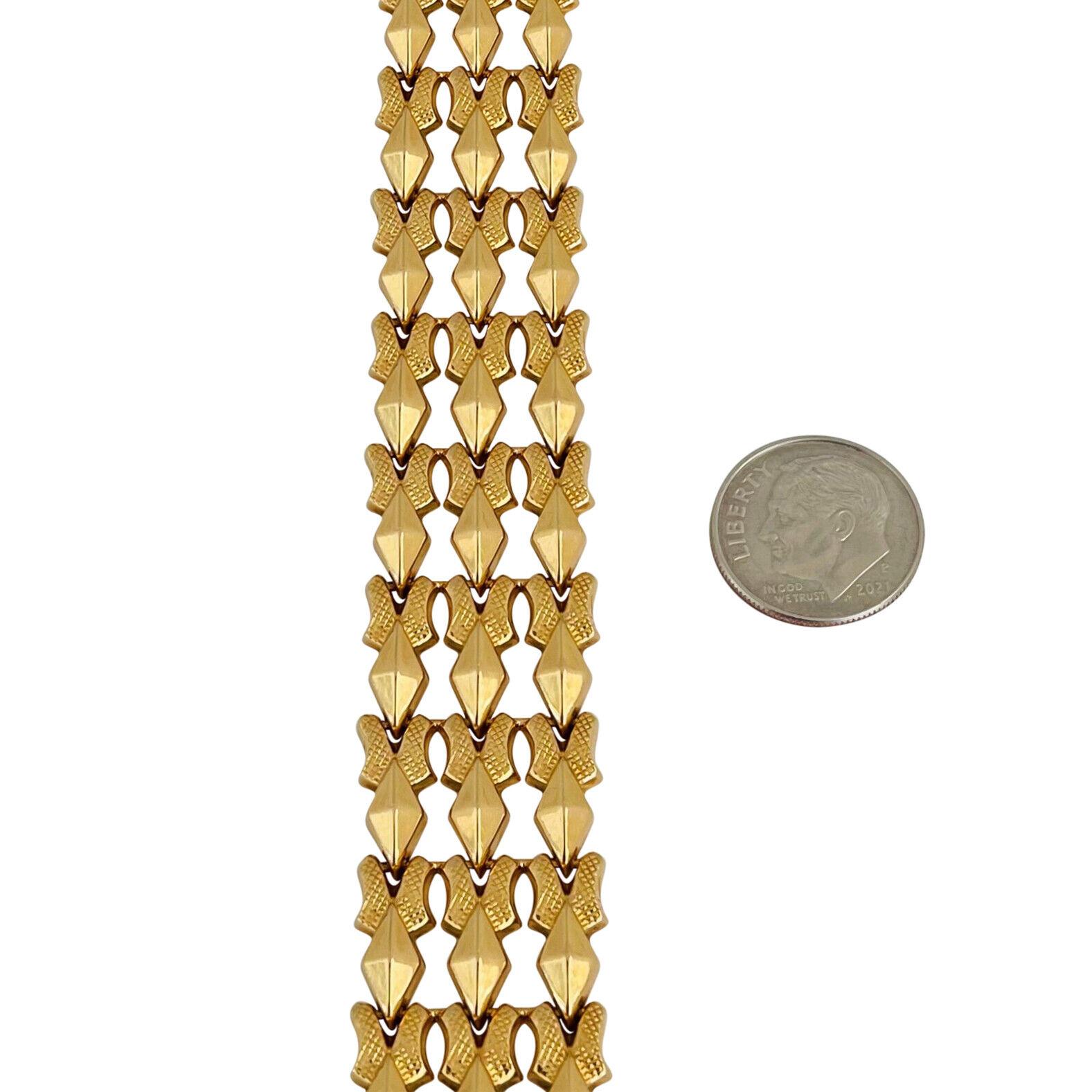 Women's or Men's 18 Karat Yellow Gold Ladies Vintage Fancy Link Bracelet, Italy