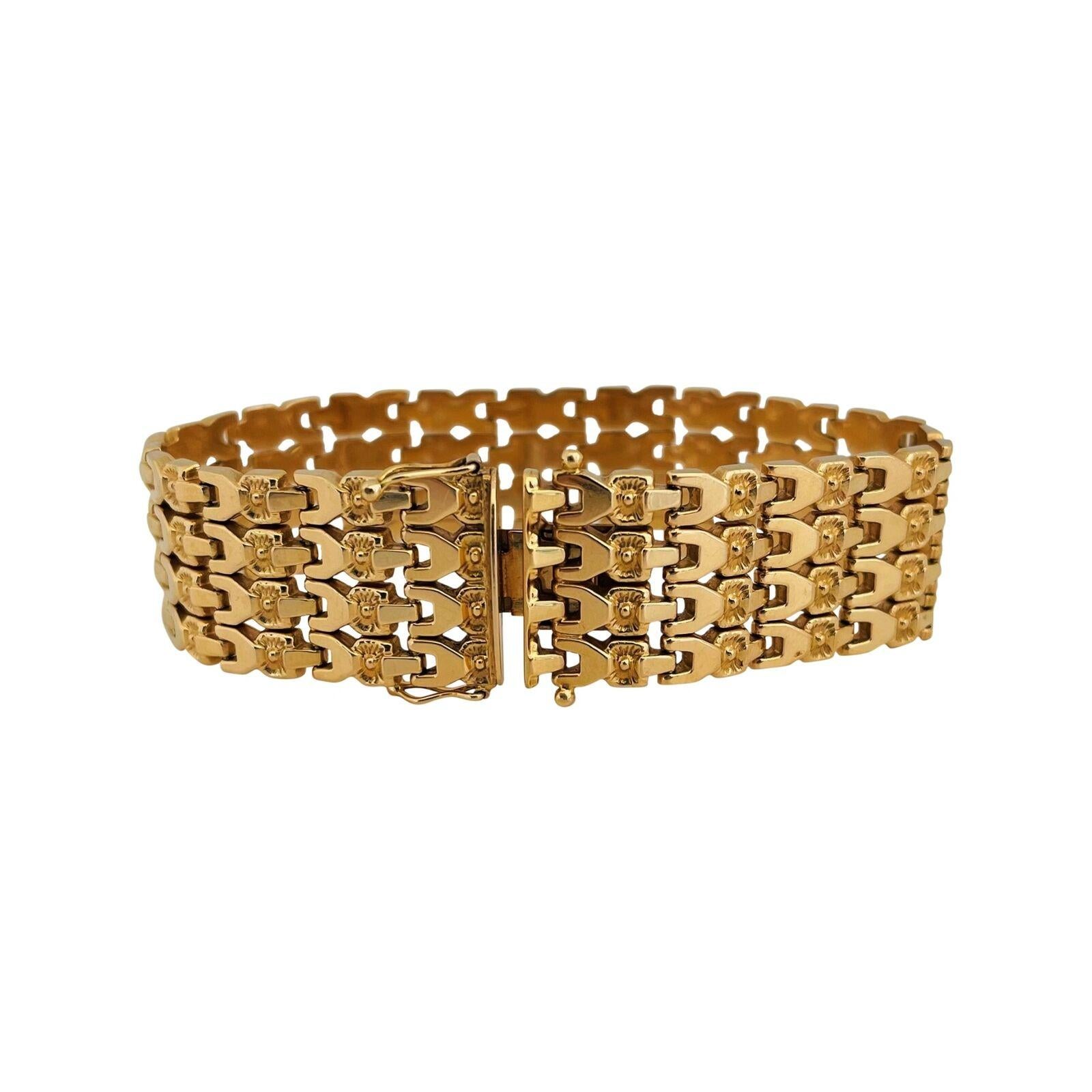 18 Karat Yellow Gold Ladies Vintage Fancy Link Bracelet Italy 1