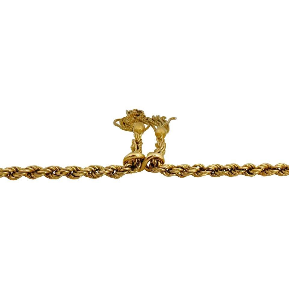 Women's 18 Karat Yellow Gold Ladies Vintage Lariat Tassel Rope Necklace Italy 