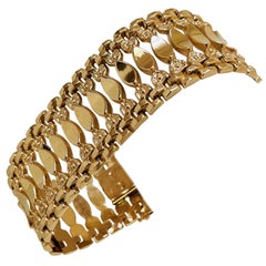 18 Karat Yellow Gold Ladies Wide Fancy Link Bracelet