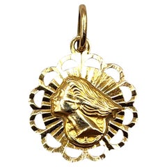 18 Karat Yellow Gold Lady Fortuna Goddess of Prosperity Pendant #20009