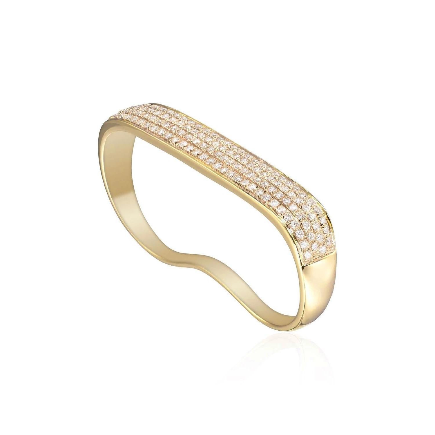 AS29
This statement 18kt yellow gold Lana 2-fingers diamond ring from AS29 is simply striking. 
Total Carat Weight: 0.61 cts.
Size: US 6
