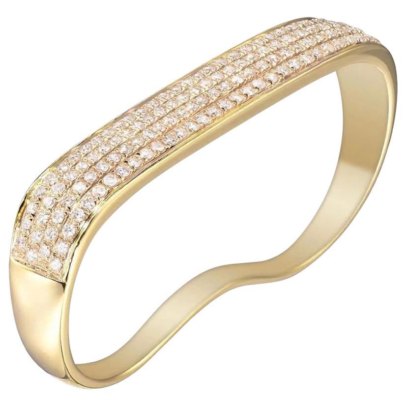 18 Karat Yellow Gold Lana Flat Diamond 2-Fingers Ring For Sale