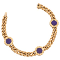 Bulgari 18 Karat Yellow Gold Lapis  Bracelet