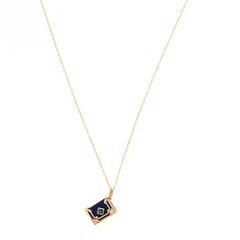 Collier en or jaune 18 carats Lapis Emeraude et diamant Harry Potter Spell Book Necklace