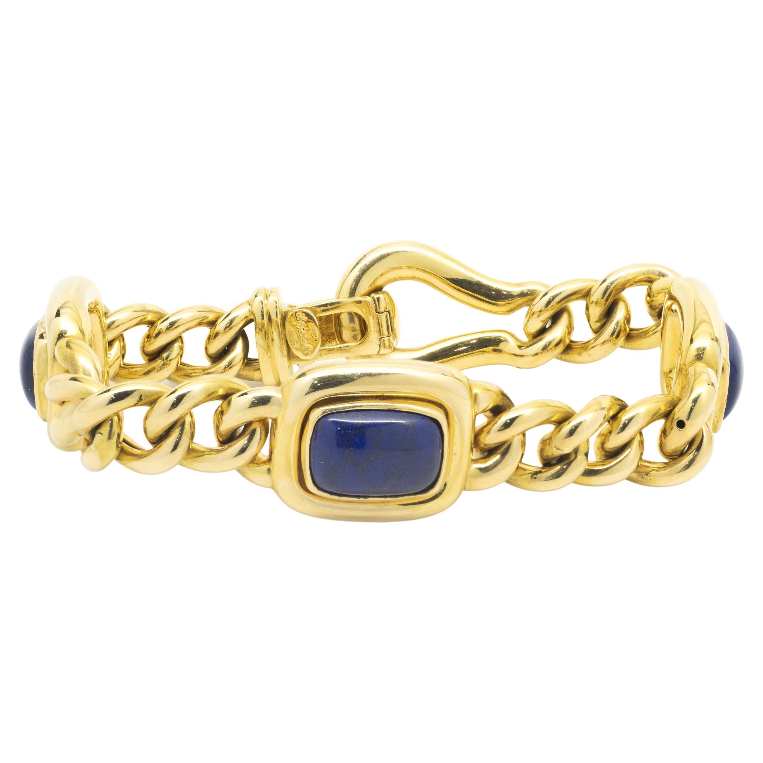 18 Karat Yellow Gold Lapis Gianni Stile Bracelet