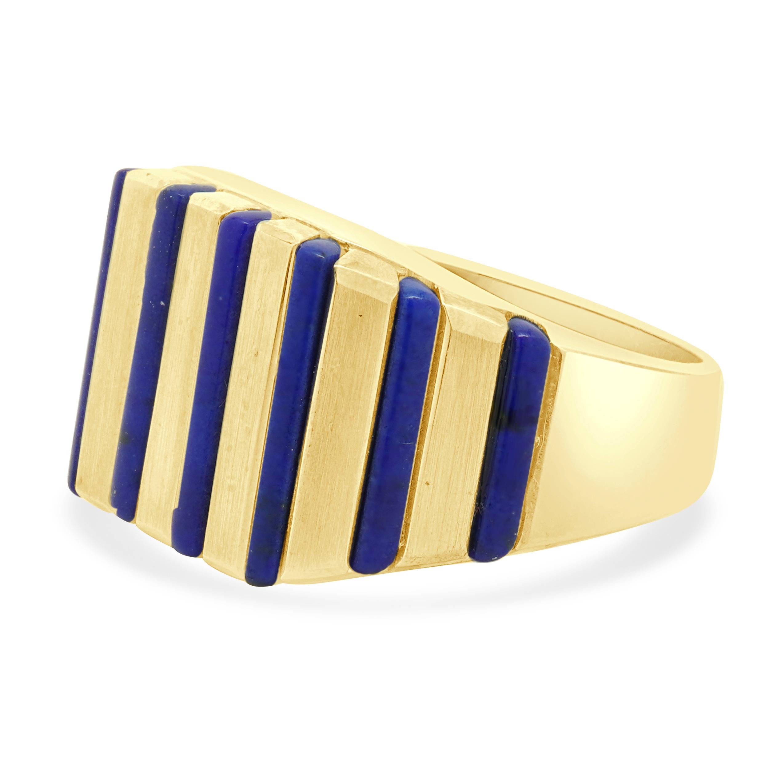 Designer: custom
Material: 18K yellow gold
Dimensions: ring top measures 14.10mm wide
Ring Size: 9 (please allow two extra shipping days for sizing requests) 
Weight: 15.40 grams