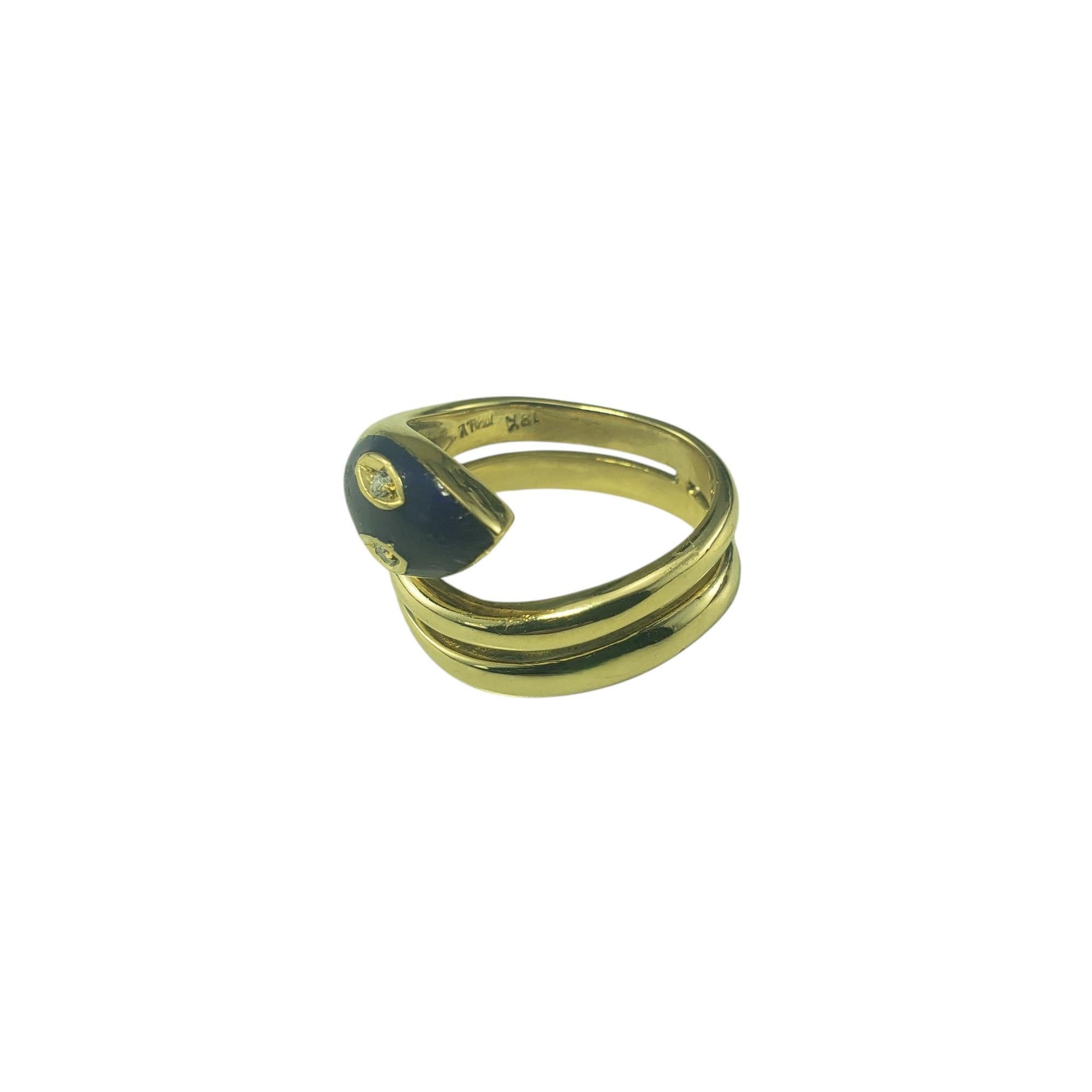 Oval Cut 18 Karat Yellow Gold Lapis Lazuli and Diamond Snake Ring Size 6.25 #19595 For Sale