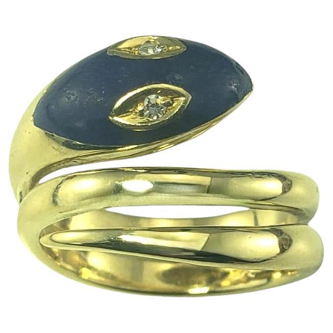 18 Karat Yellow Gold Lapis Lazuli and Diamond Snake Ring Size 6.25 #19595