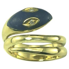 18 Karat Yellow Gold Lapis Lazuli and Diamond Snake Ring Size 6.25 #19595